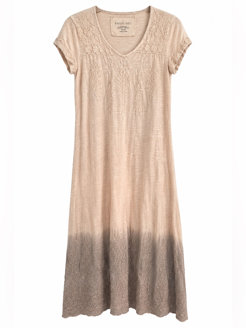 Karyn Seo Embroidered Ombré Boho Maxi Dress Small NWOT
